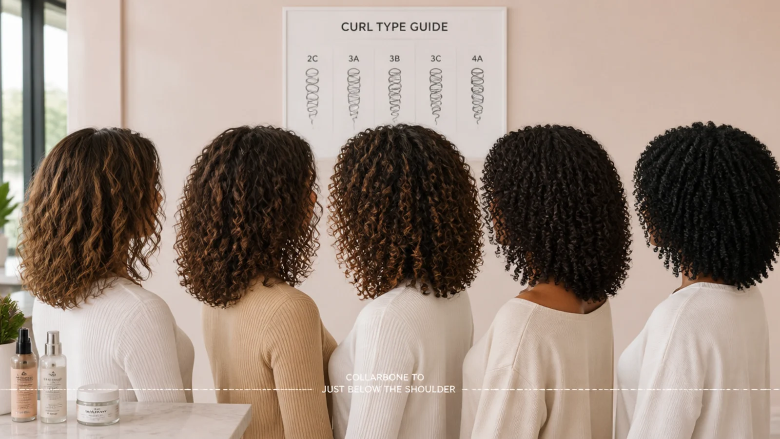 Wave, curl and coil patterns shown side by side