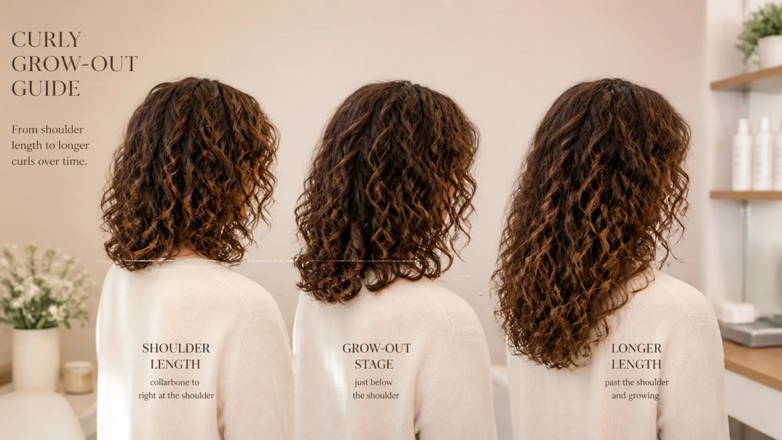 Curly hair partway through growing out a shorter shape