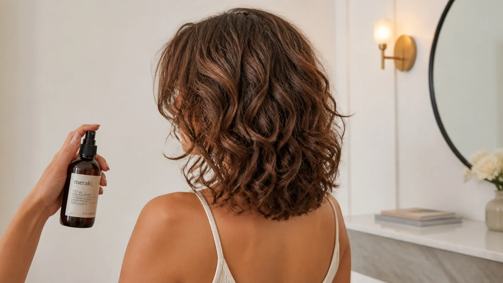 The same curly cut shown wet and again once dry