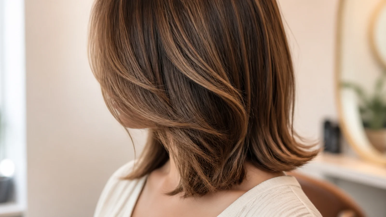Framing beginning level with the jaw on a rounded face shape