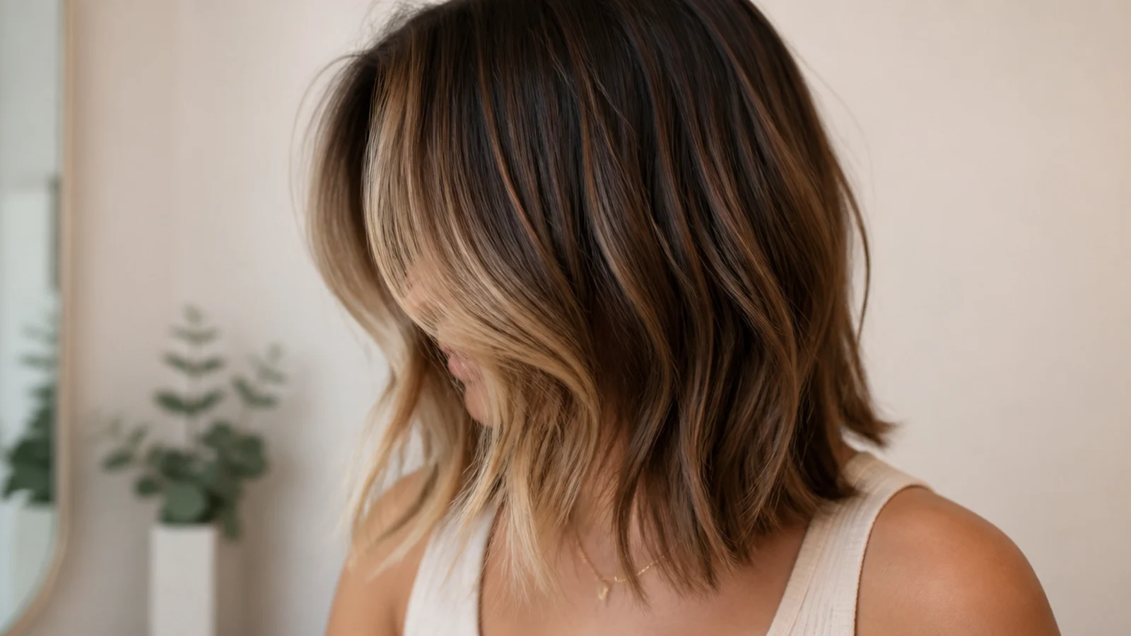 Two lightened sections at the front of a mid length cut