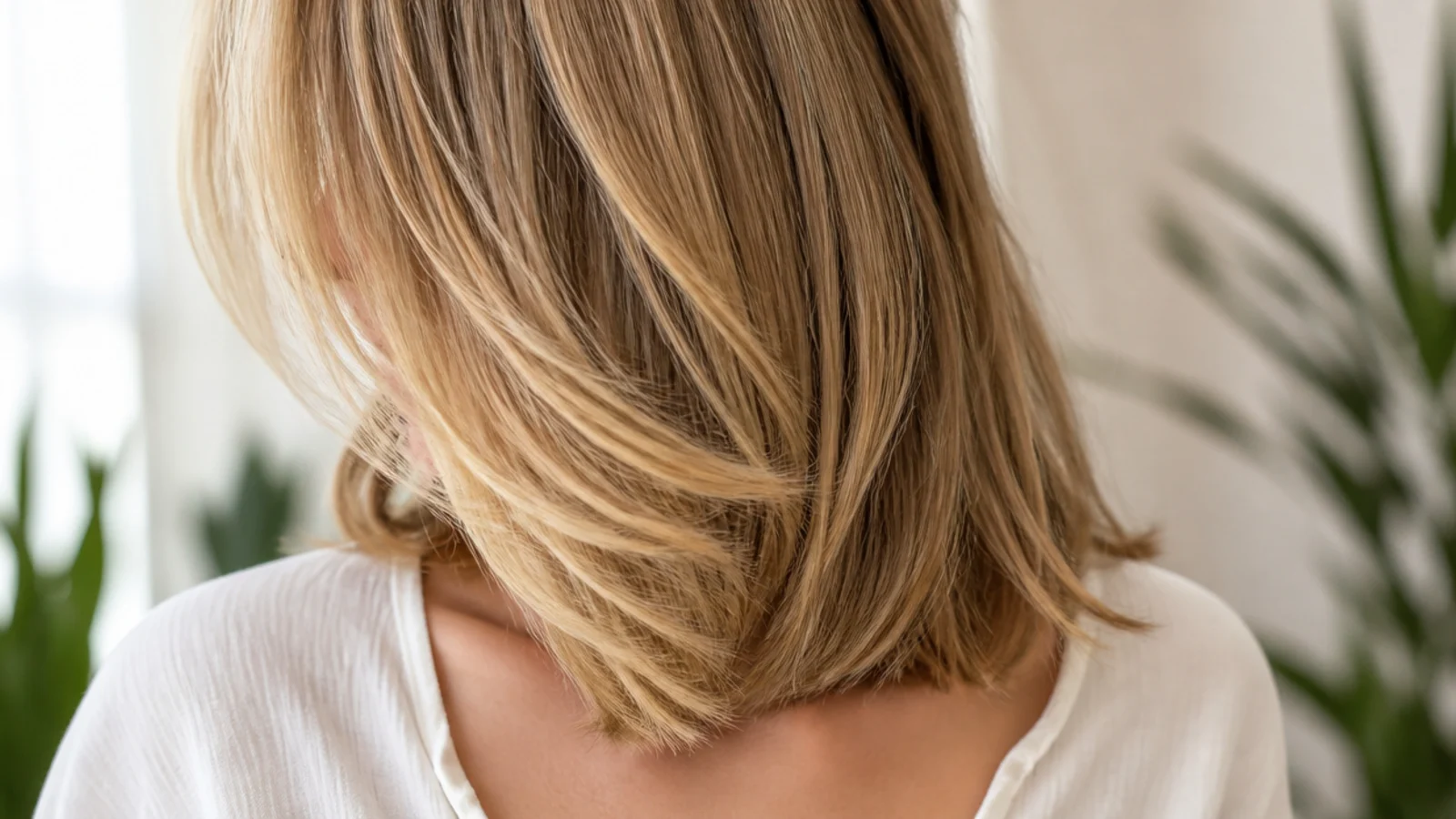 Freshly washed hair being blow dried smooth before cutting