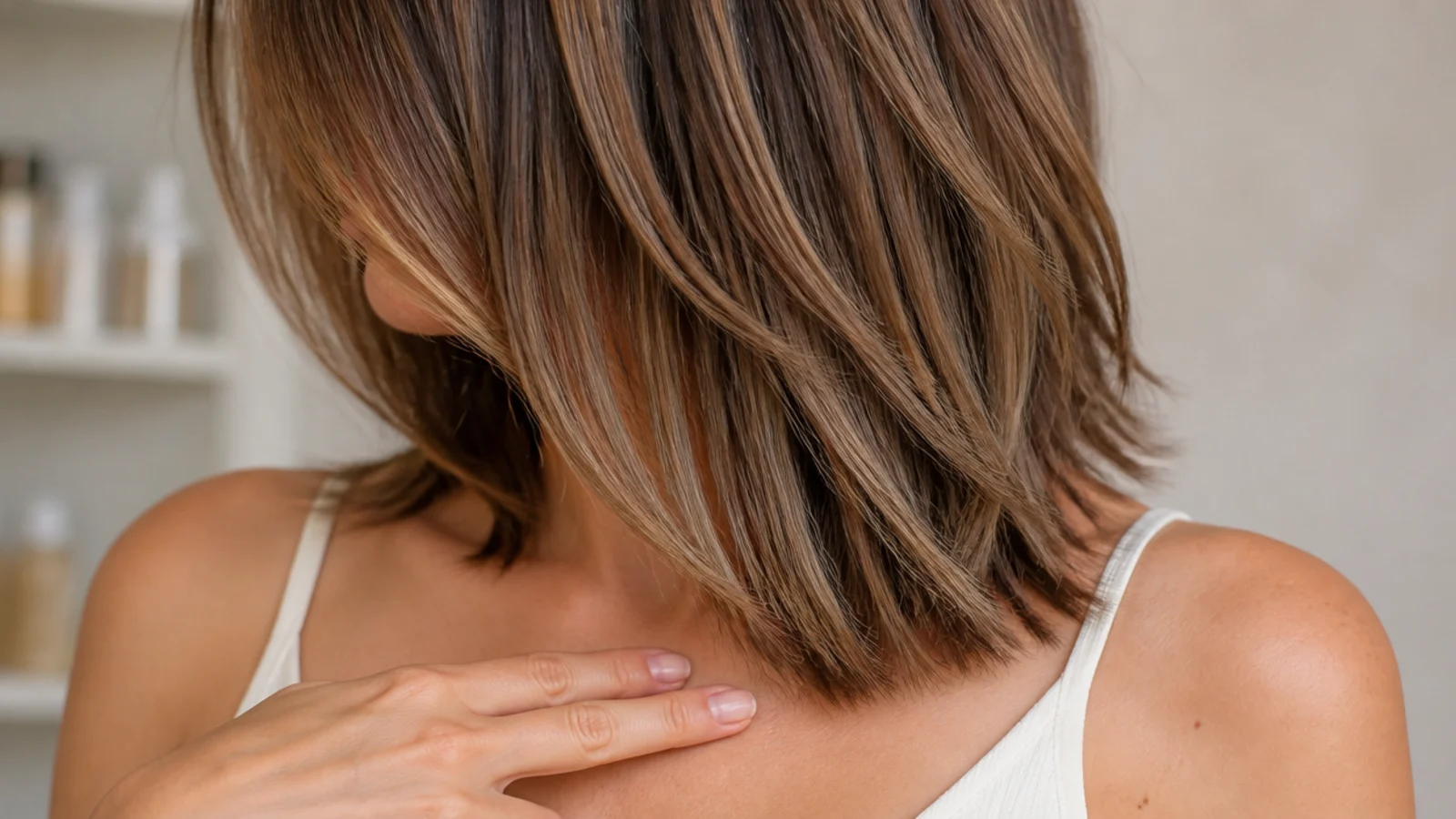 A sectioning clip marking the target length against the collarbone