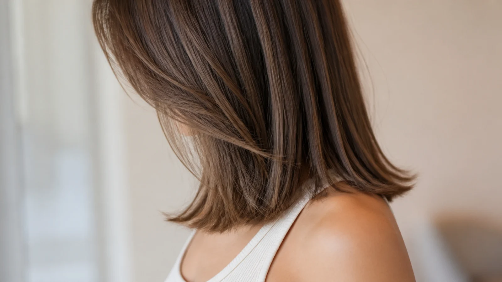 Fine hair cut with a blunt outline and no visible layering