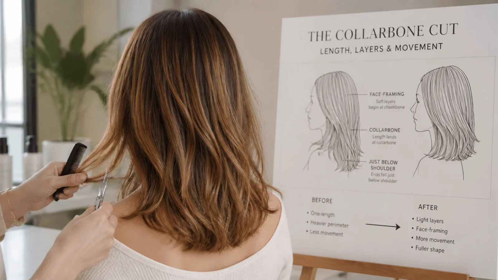 A close view of split ends beside a freshly dusted section