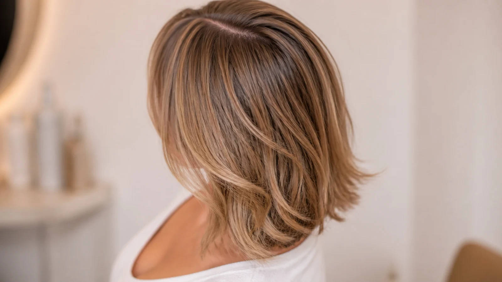 A parting line on fine hair with the scalp showing through