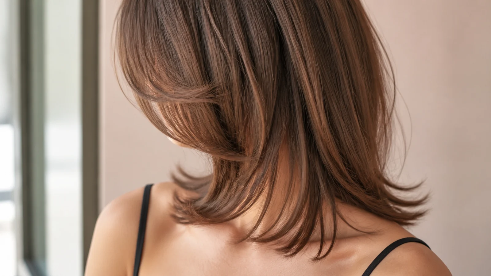 A bottleneck fringe narrow at the centre and wider at the sides