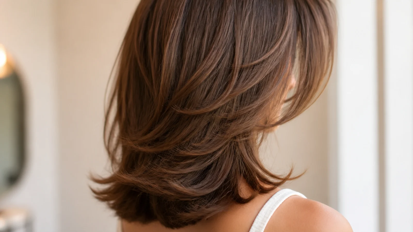 Long continuous layers graduating from the cheekbone to the ends