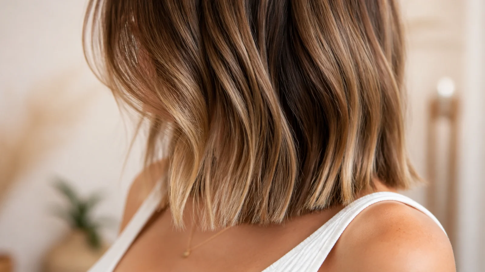 Fine hair with very long layers and a blunt perimeter