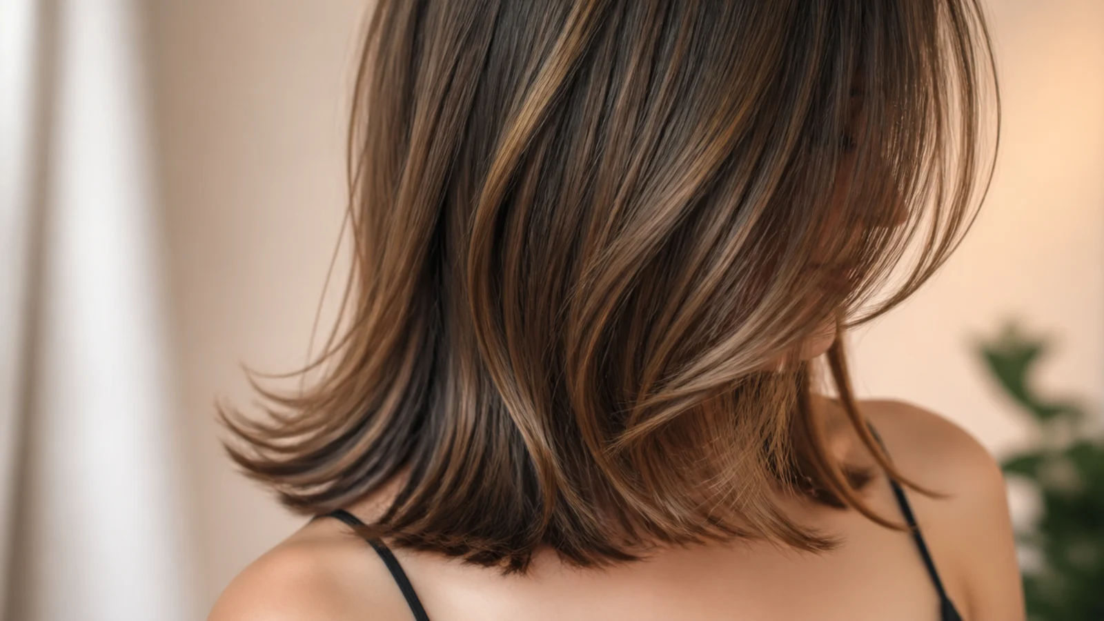 A layered lob with the ends flicking outward