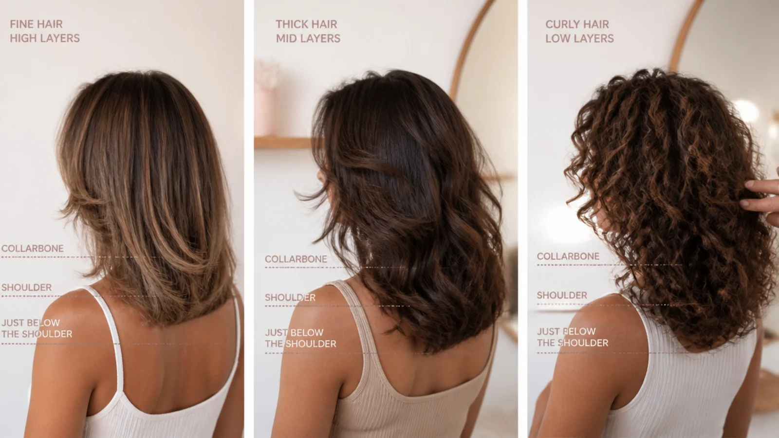 Layers shown on fine, thick, wavy and curly textures