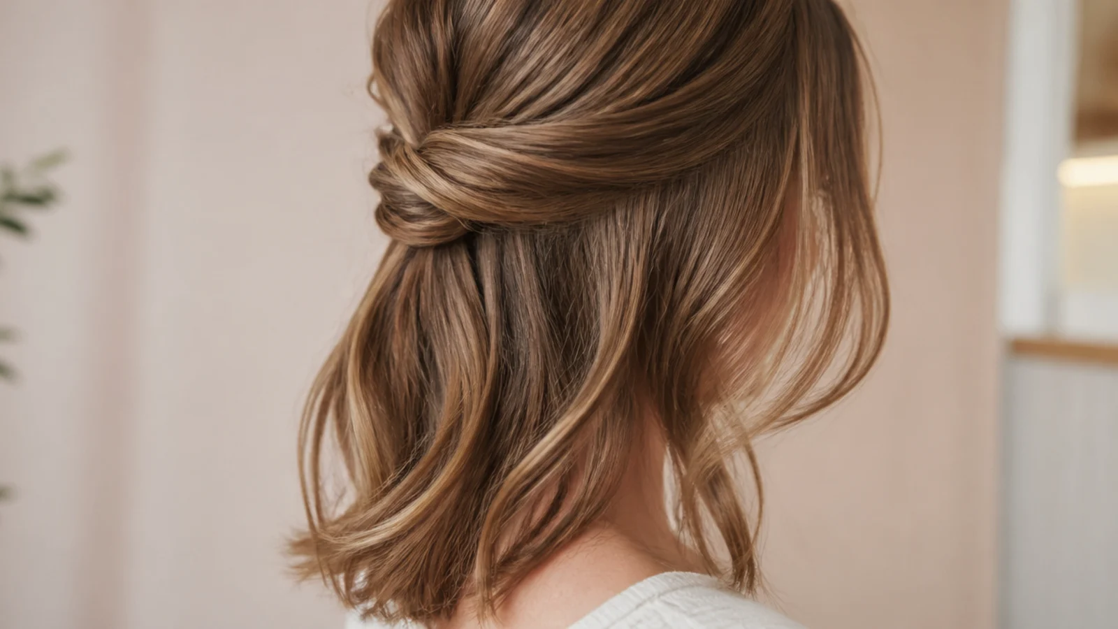 Two twisted sections gathered into a small knot at the back of the head