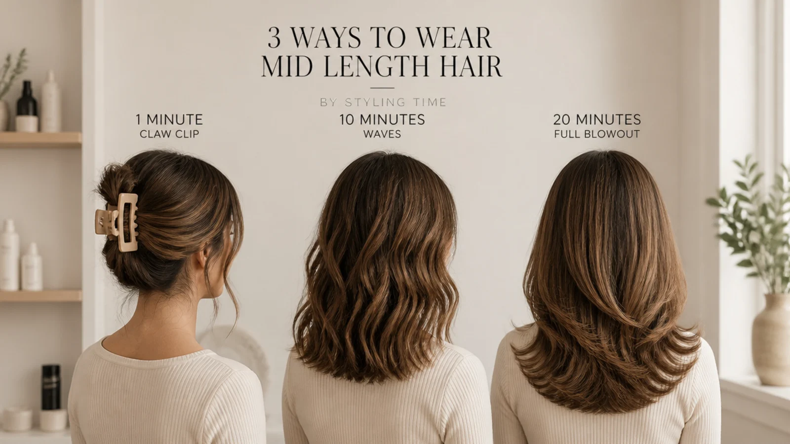 Three finished styles shown in order of how long each takes