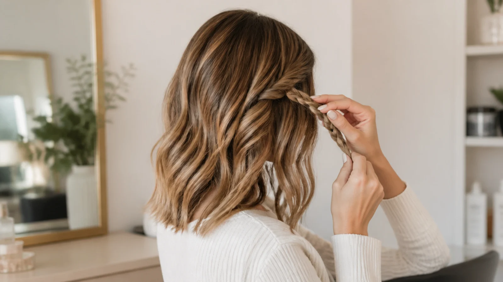 Hair at the shoulder stage with the ends flicking outward