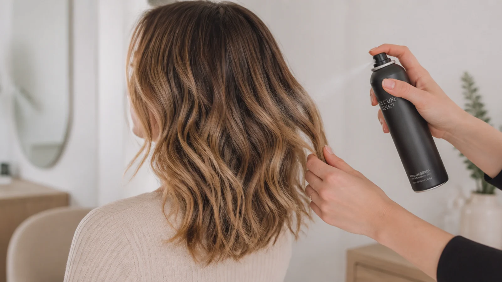 Texture spray being misted through finished waves