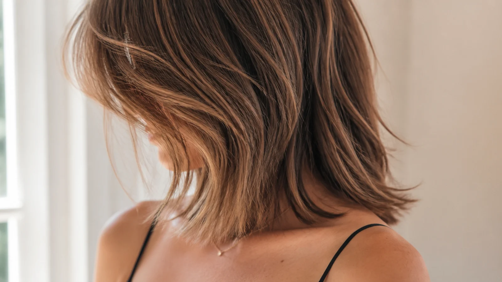 Fine hair with layers reaching the ends and a see through perimeter