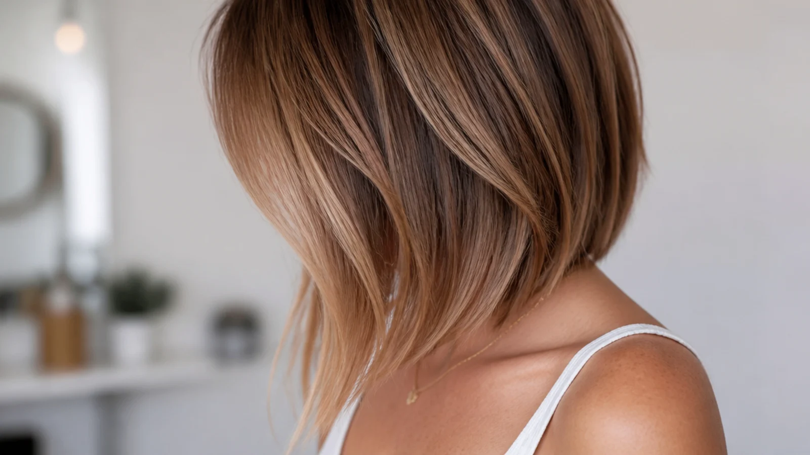 An angled A line lob with the front sitting lower than the back