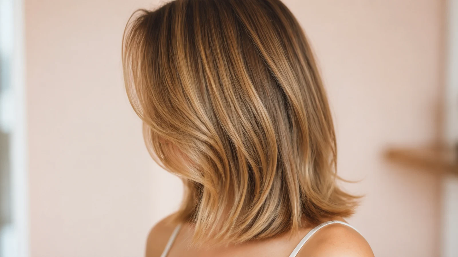 Centre parted bangs sweeping to either side