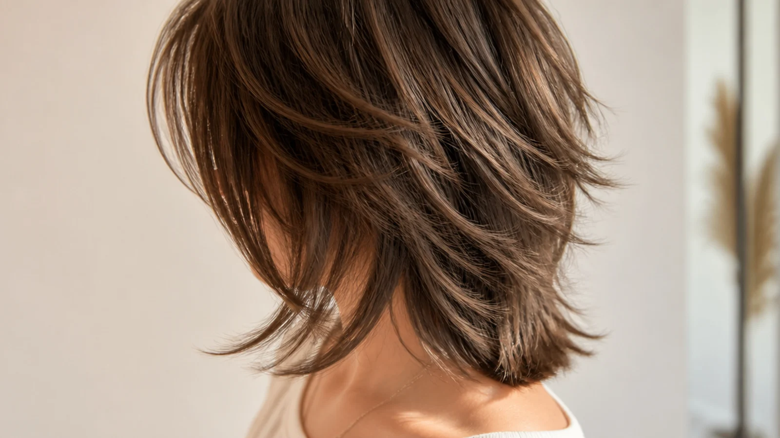 A layered shag with lift at the crown and a soft fringe