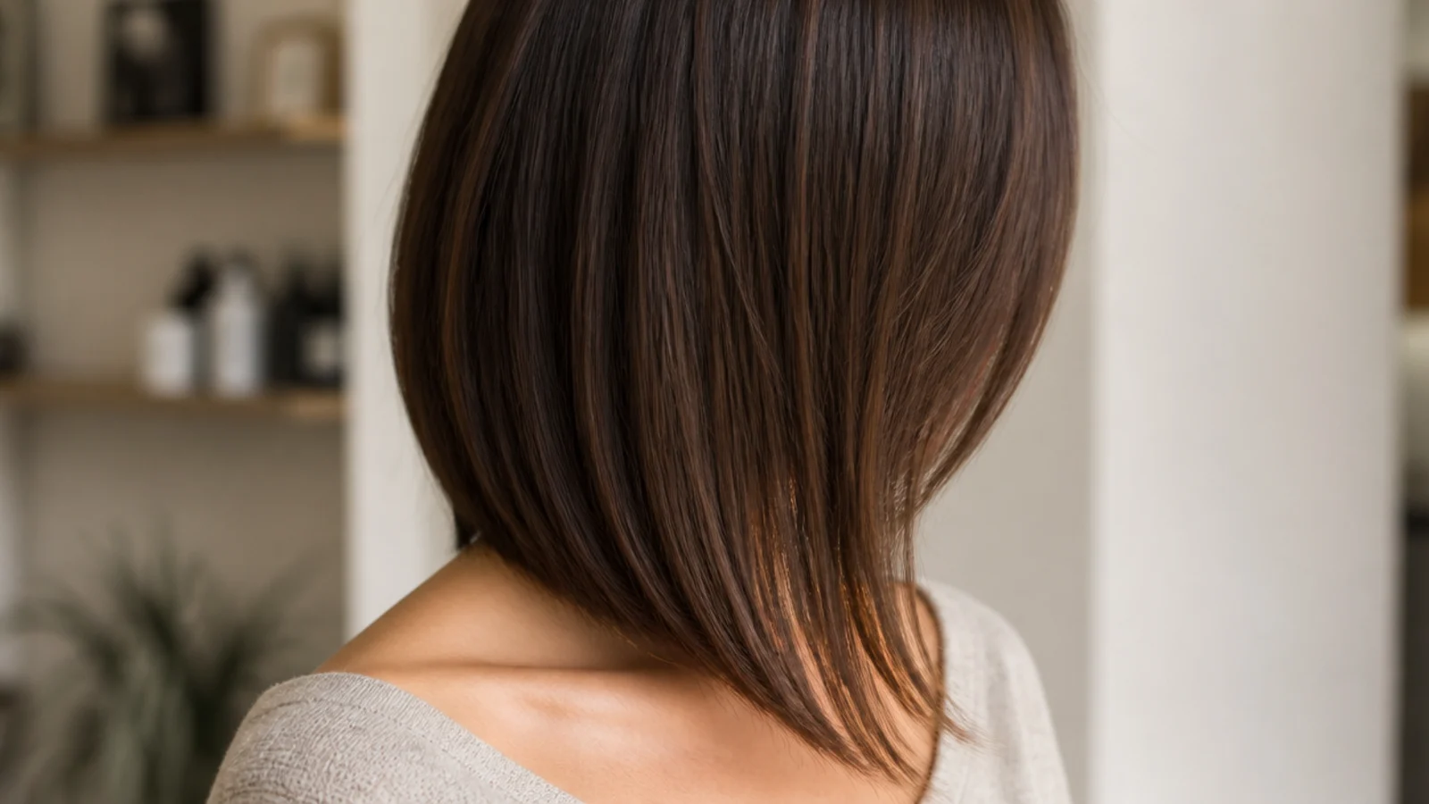 An A line lob angled longer at the front than the back