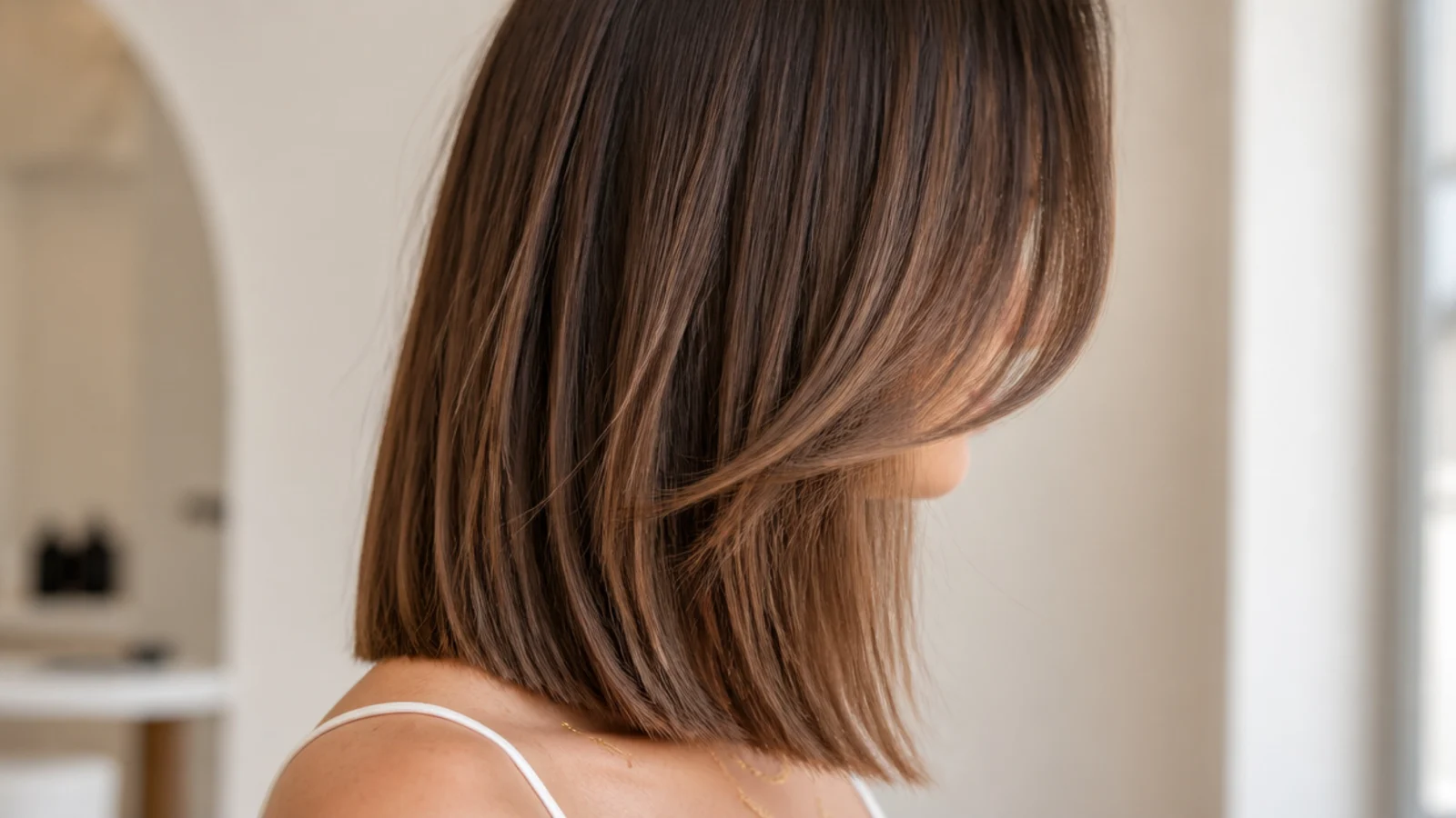 Straight hair with soft internal layers and an unbroken surface