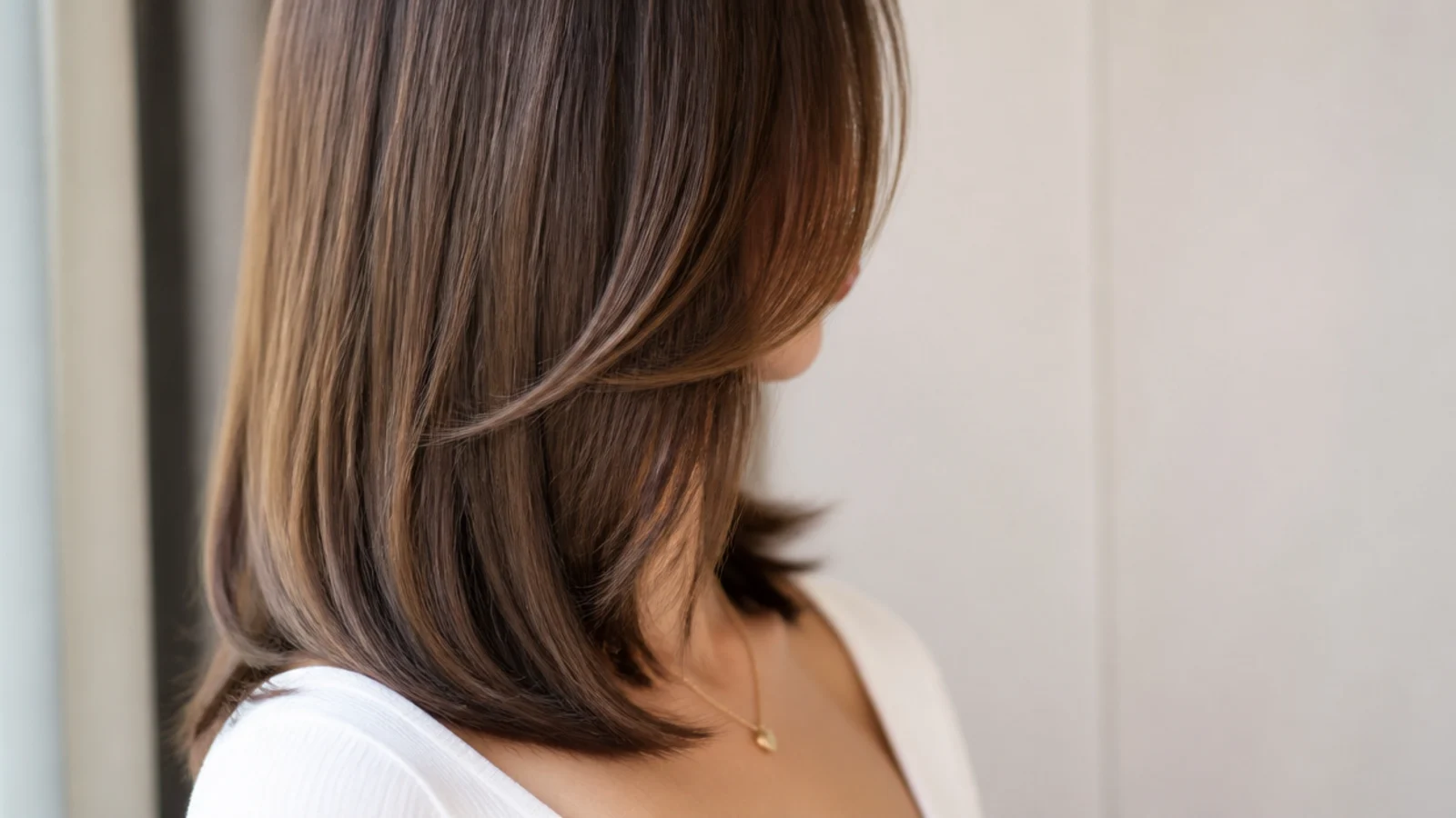 A U shaped perimeter seen from behind on long straight hair