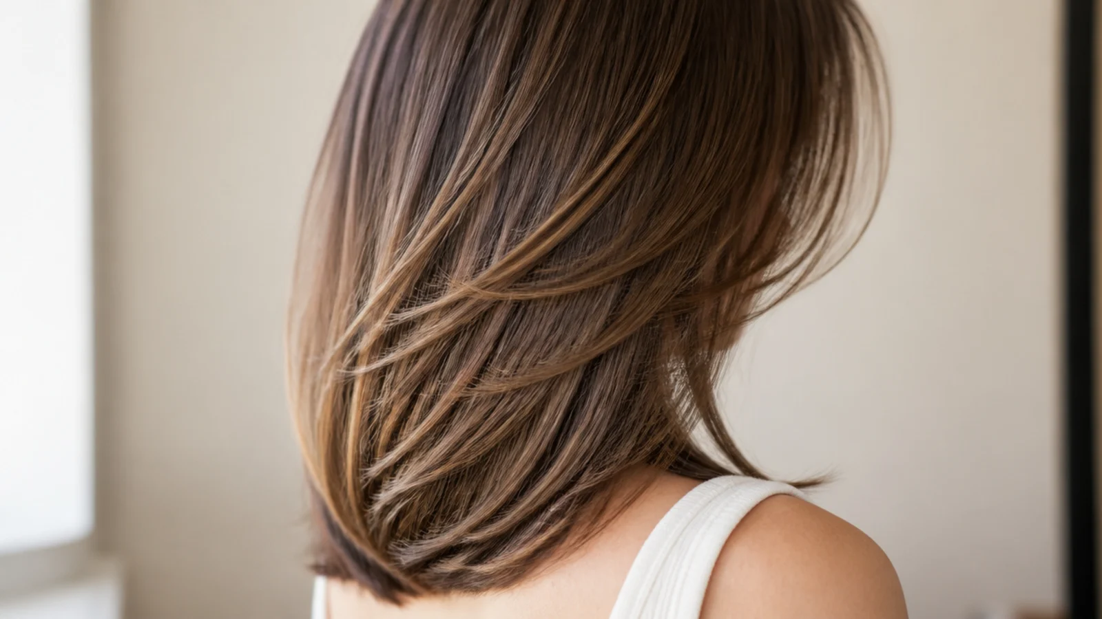 A butterfly cut with short face framing layers over longer lengths