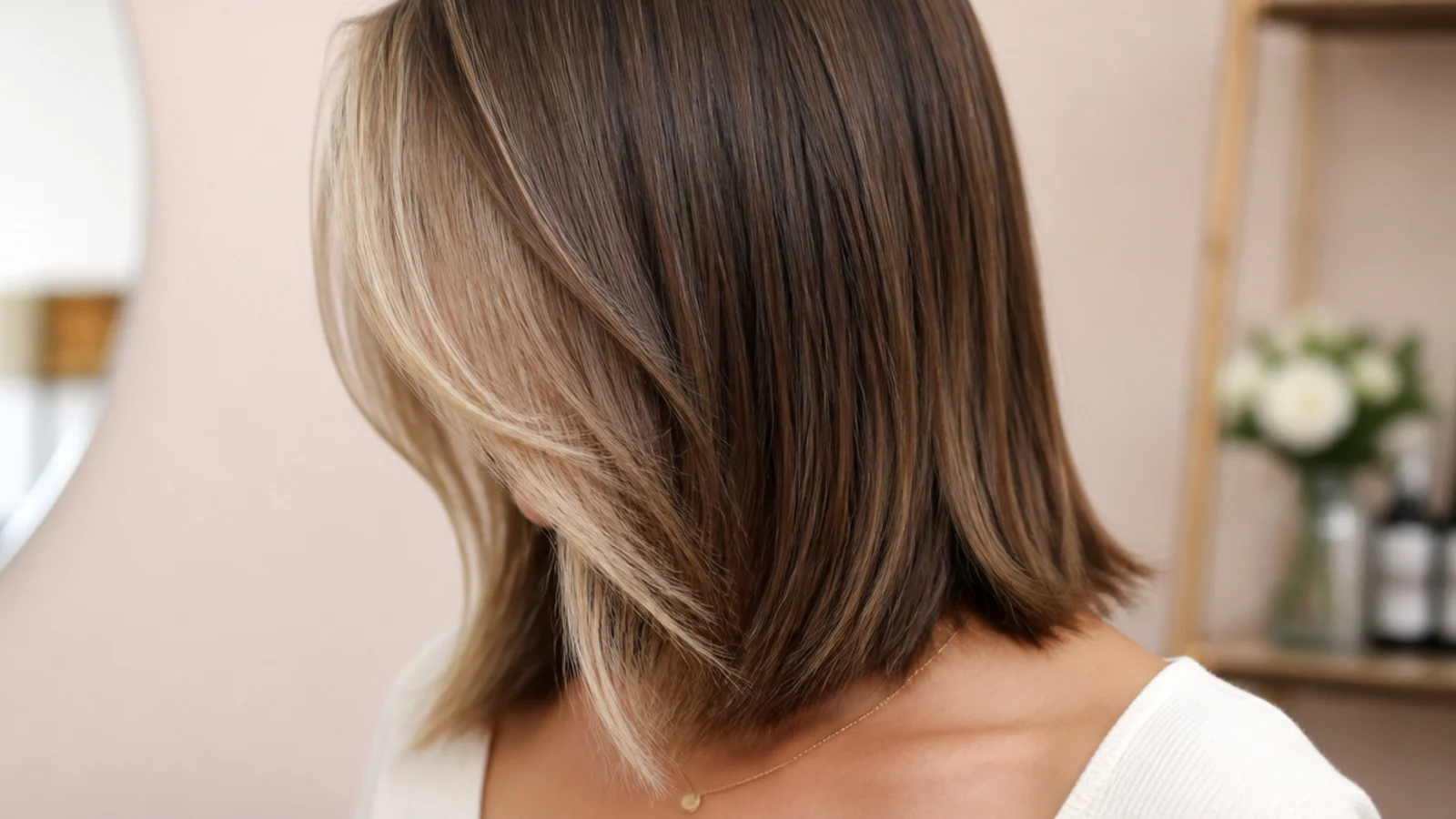 Two lightened money piece sections framing the face on straight hair