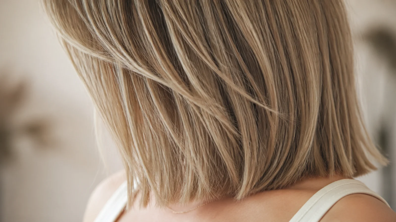 Fine straight hair cut all one length to the collarbone