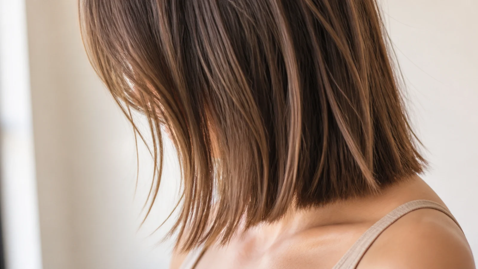 An air dried straight lob with soft natural root lift