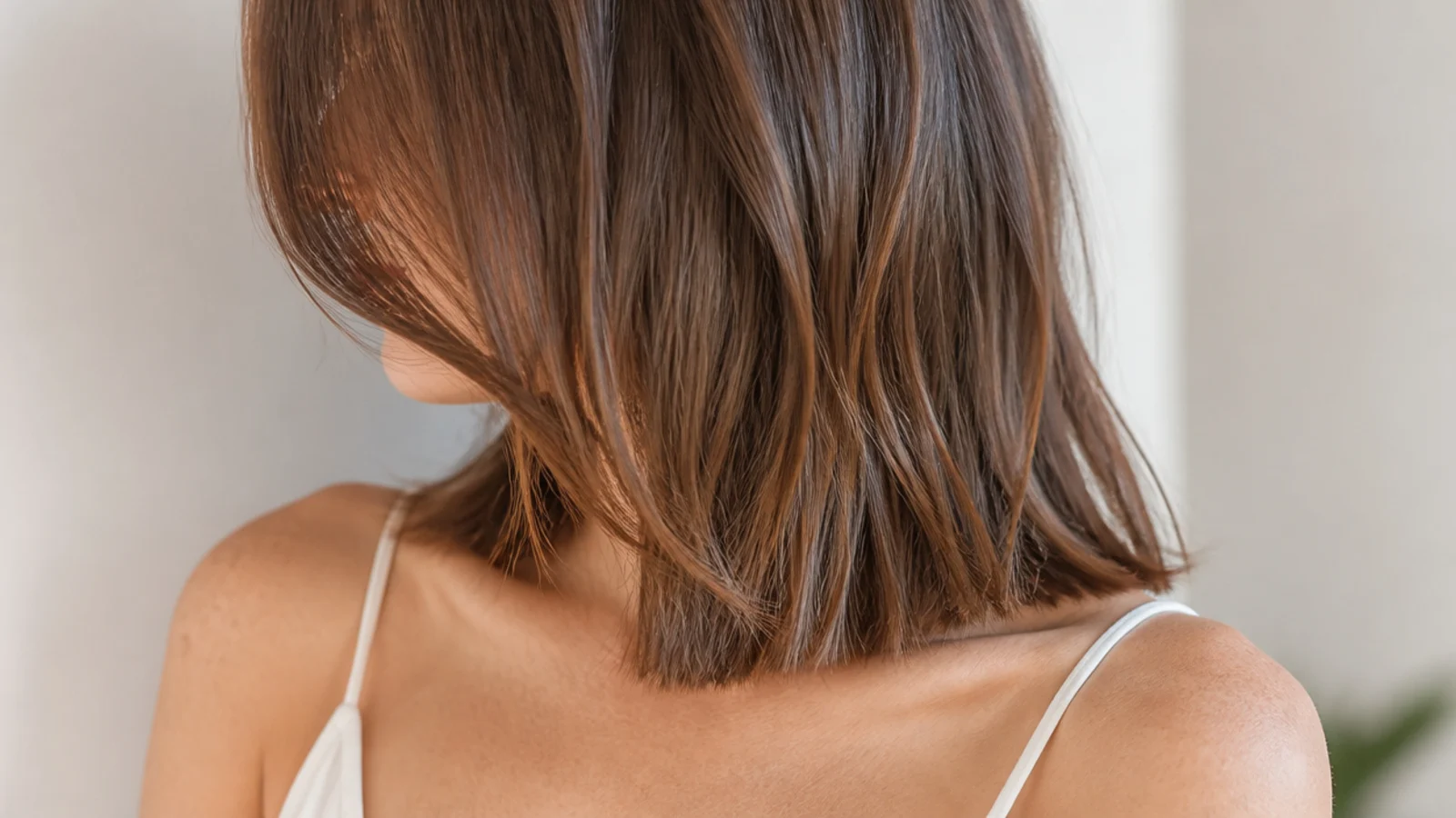 A collarbone lob with softly point cut ends
