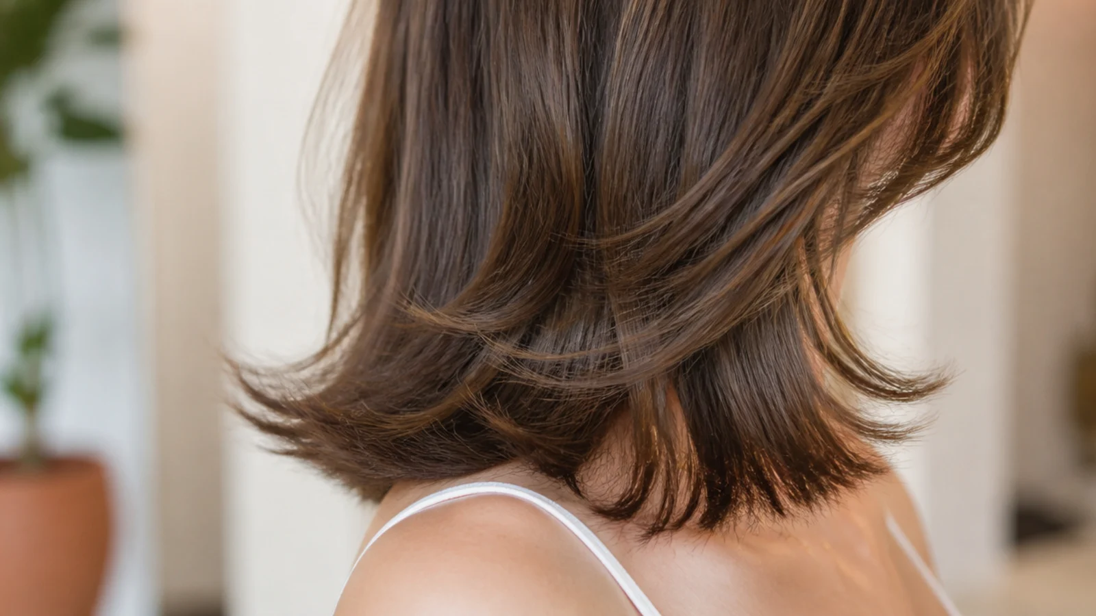 Textured ends flicking outward just above the shoulders
