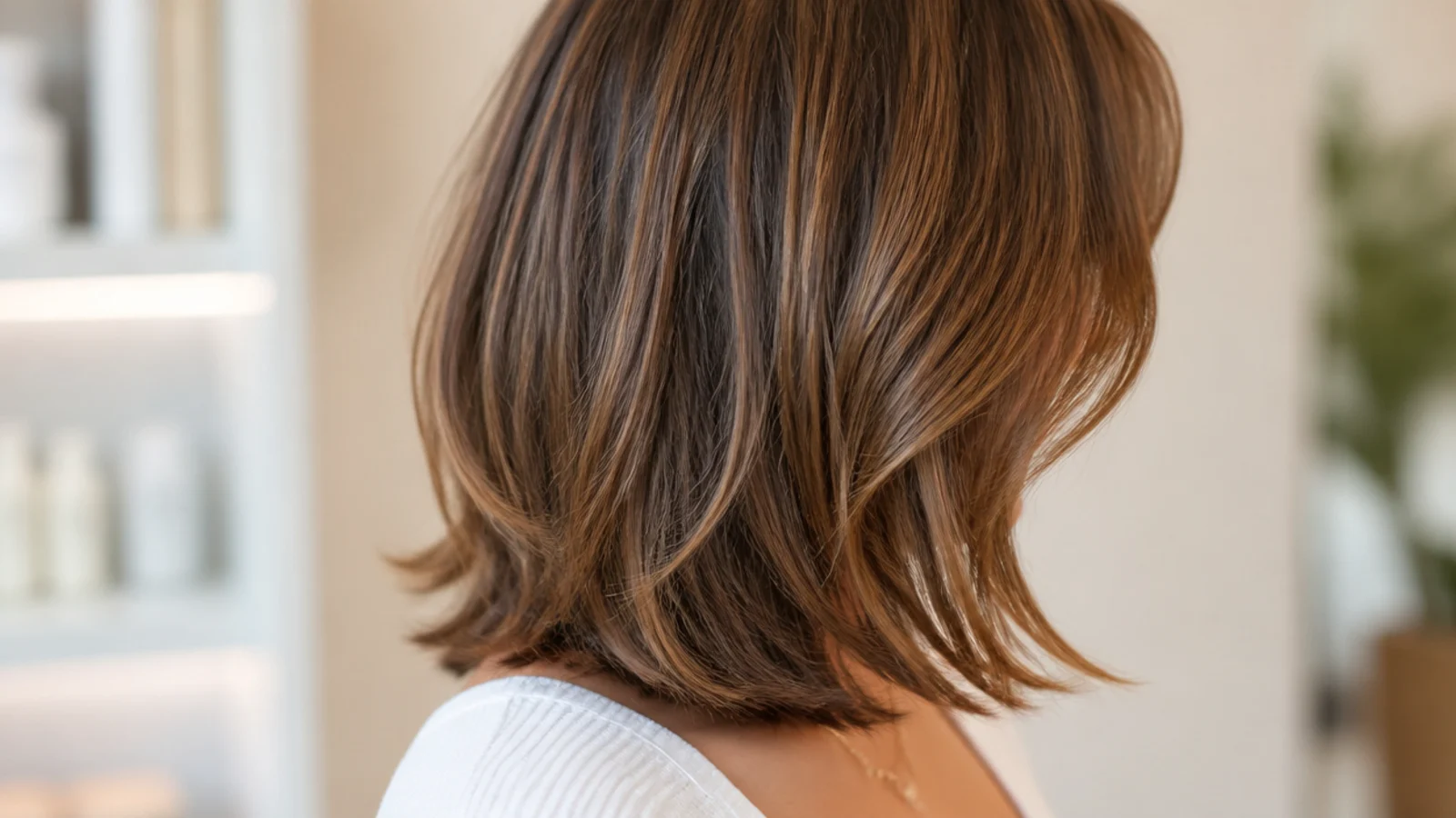Bottleneck bangs narrowing at the top and flaring at the eyes