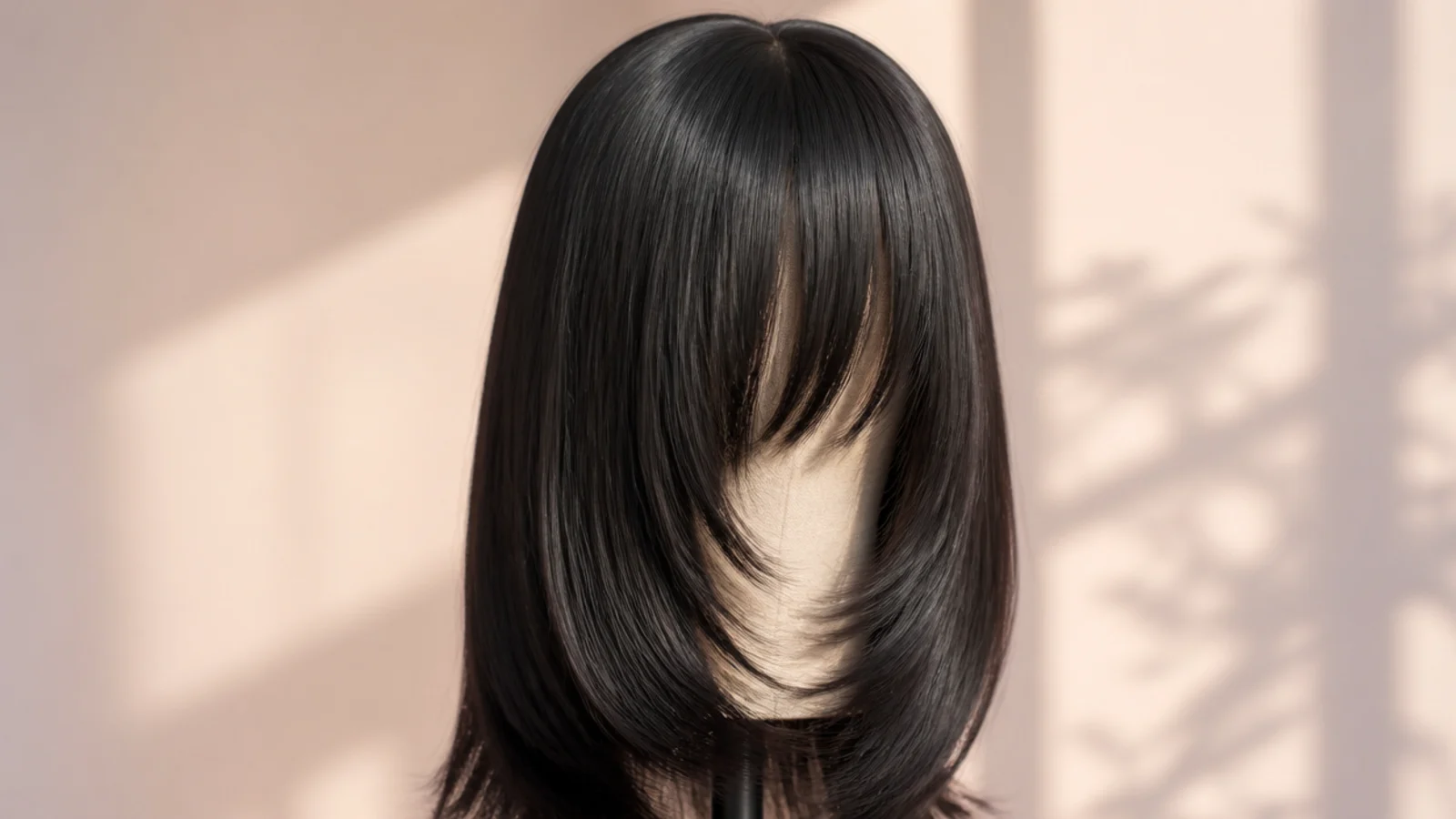 A black lace front wig fitted with a natural looking hairline