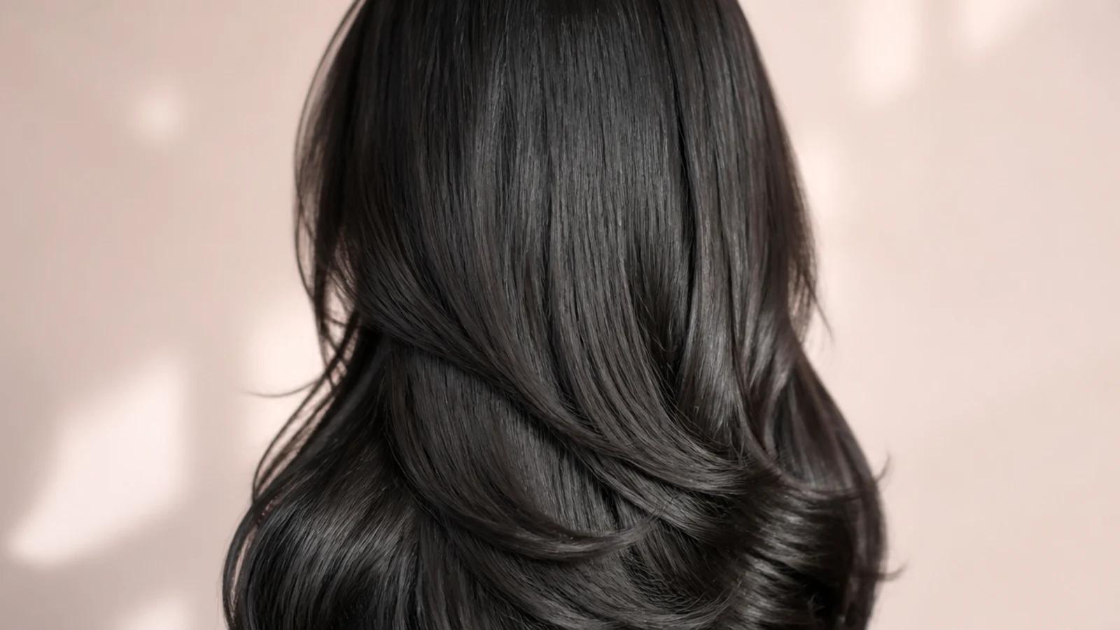 A dark gloss being applied through mid lengths at a salon basin