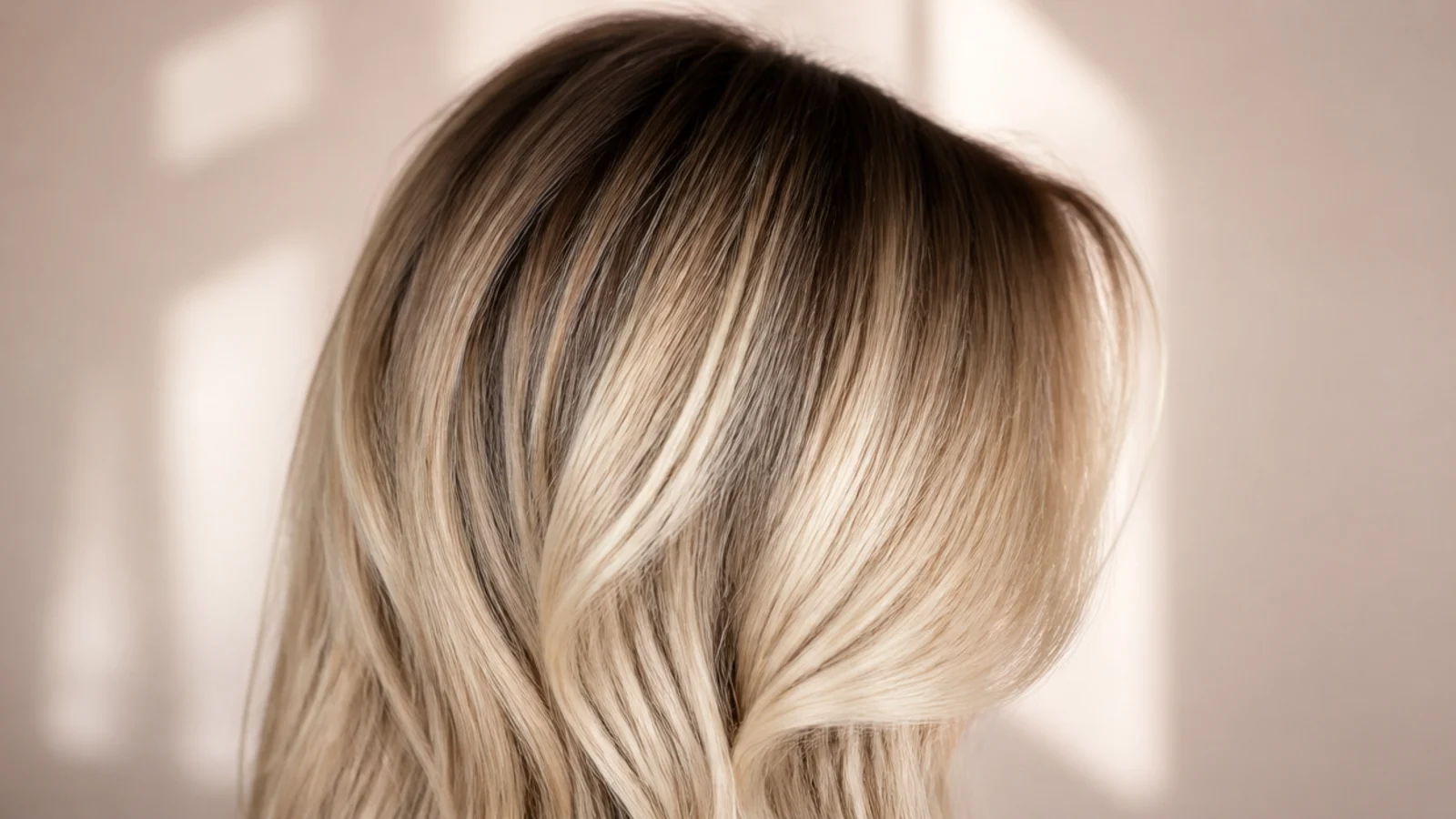 Brown hair with visibly deeper roots blending into lighter lengths