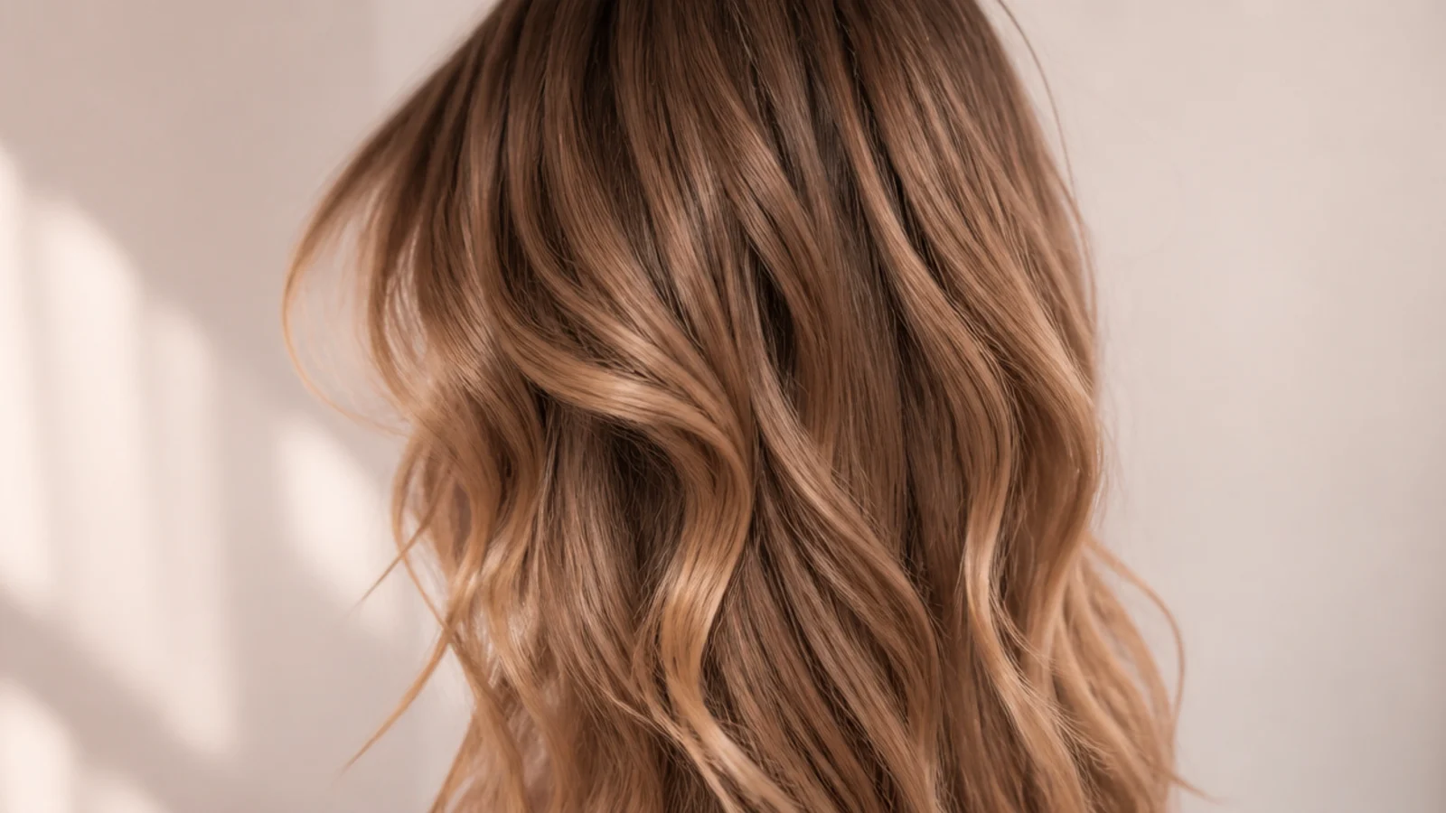 Loose waves in a warm golden brown catching the light