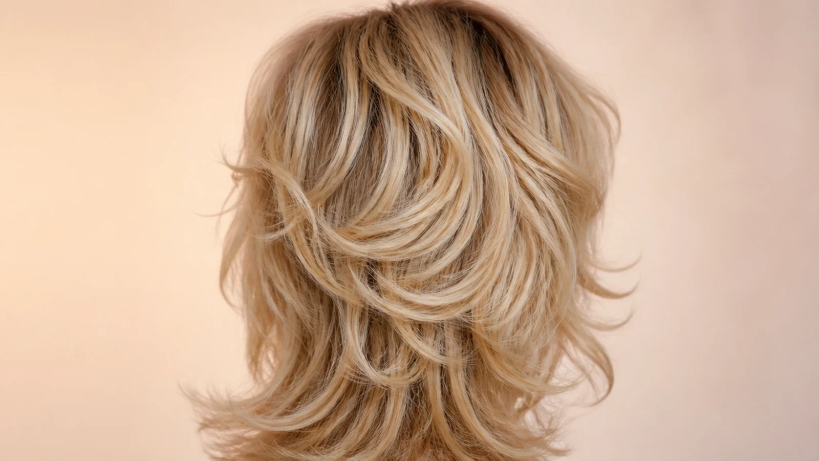 A heavily layered curly shag with volume through the crown
