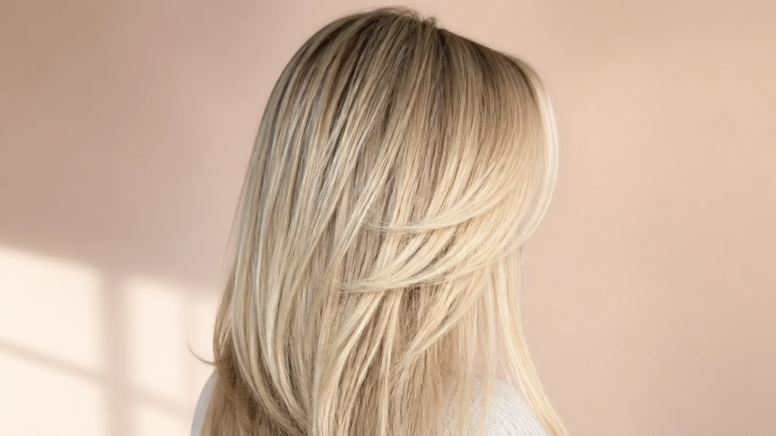 Dark hair with two icy blonde sections framing the front