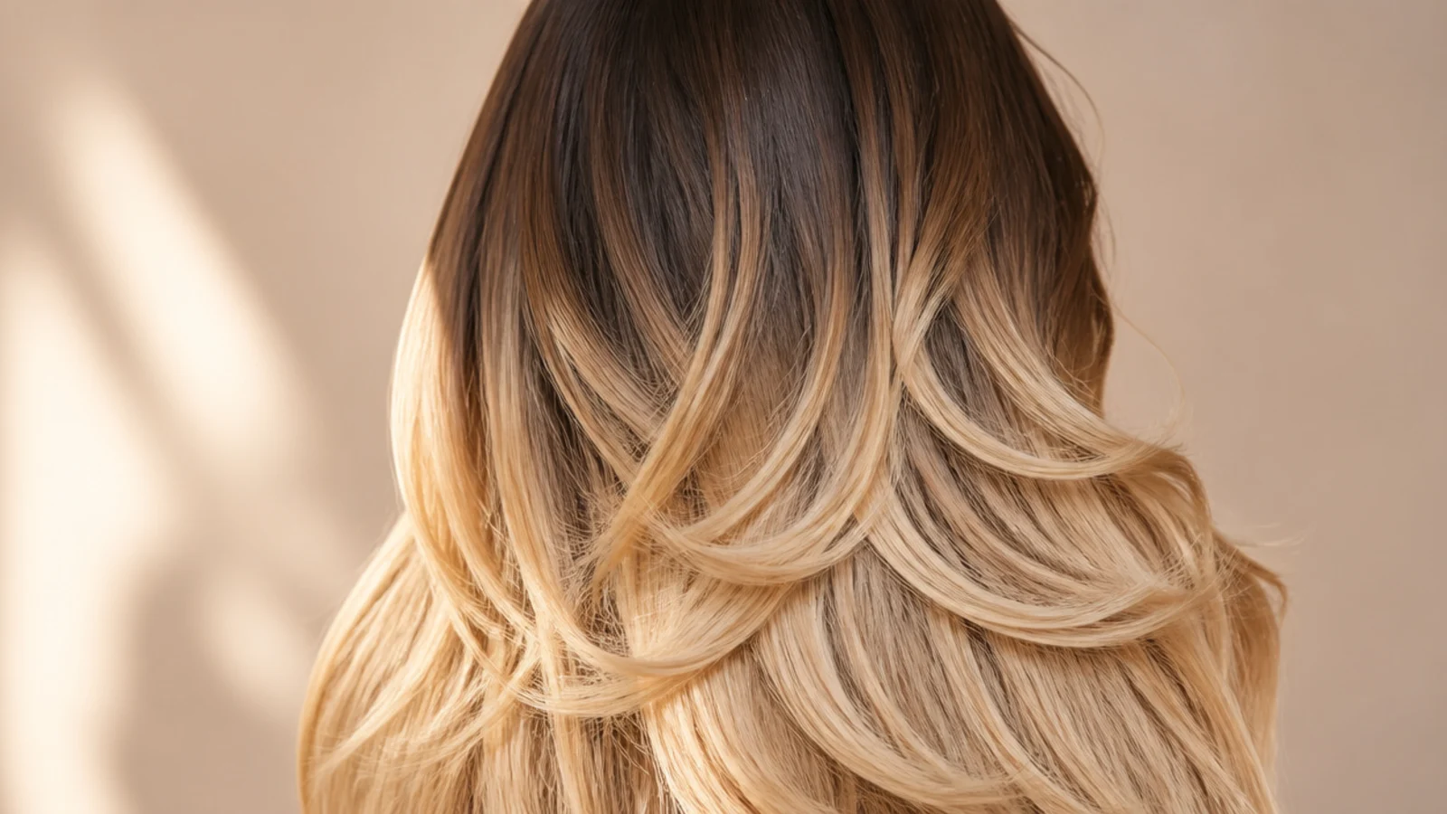 Deep roots blending down into pale blonde ends