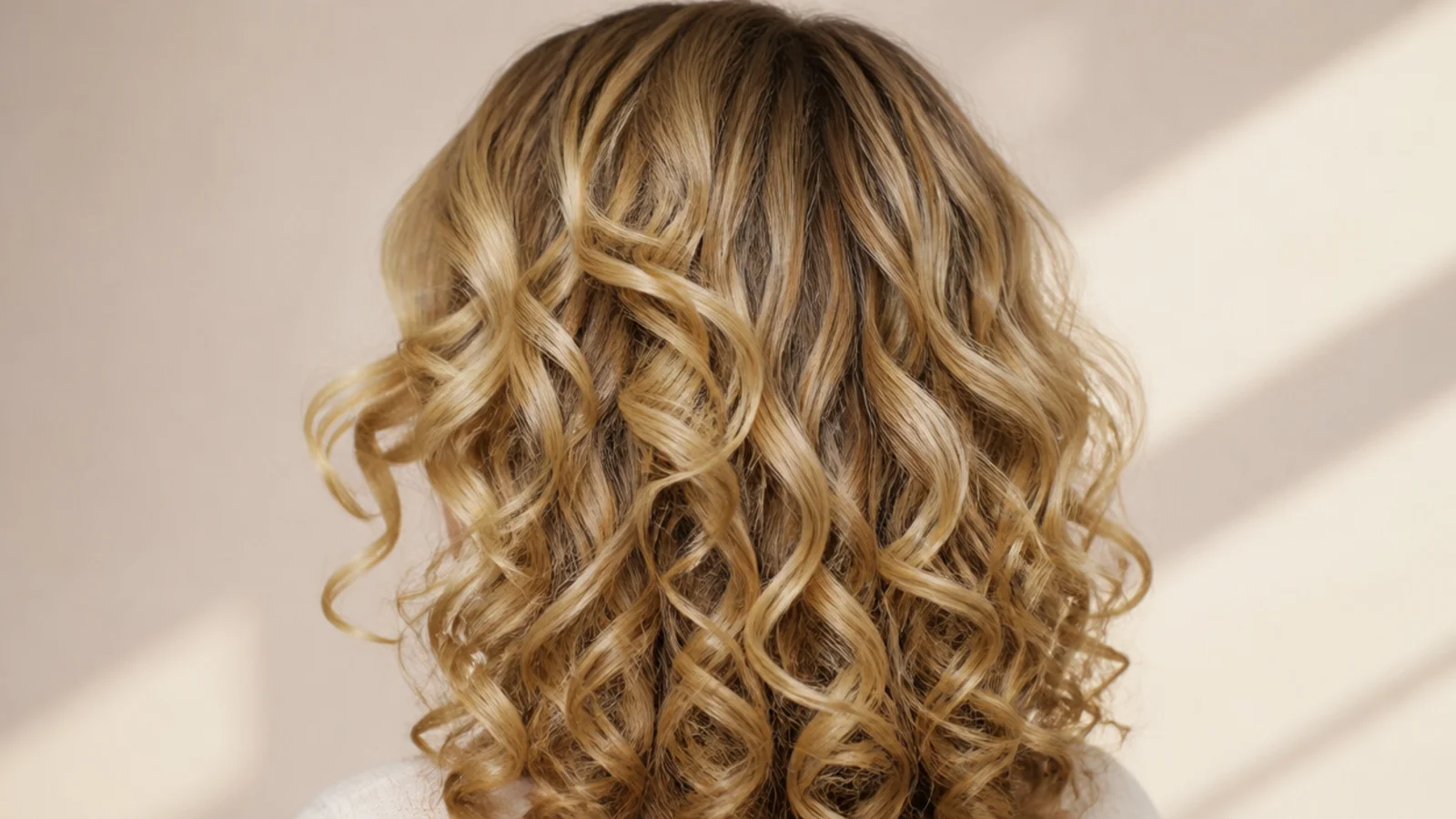 Curly bangs springing above the brow with defined spirals