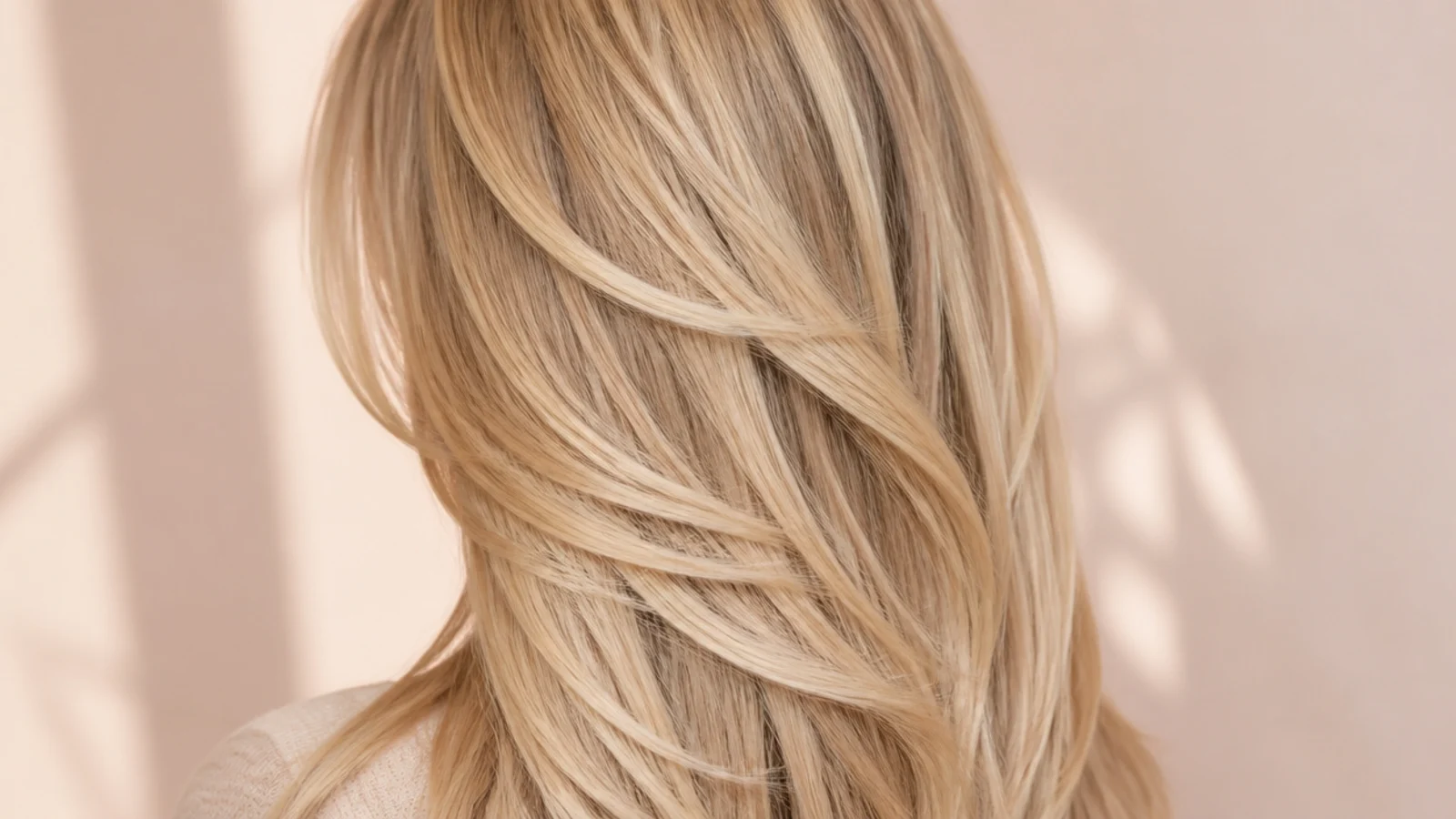 Golden honey blonde with the light catching the mid lengths