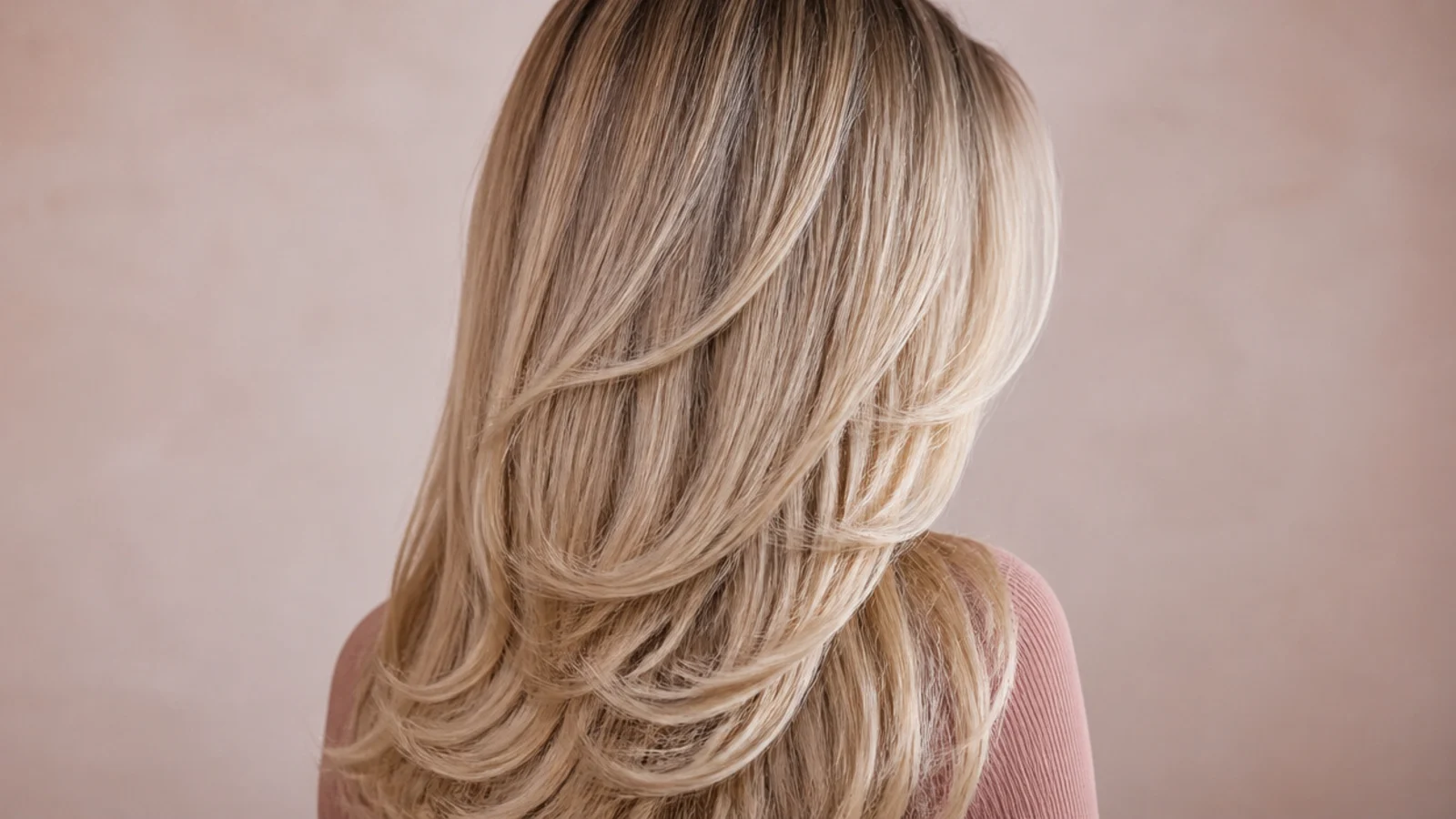 Long hair with a centre split fringe falling either side of the face