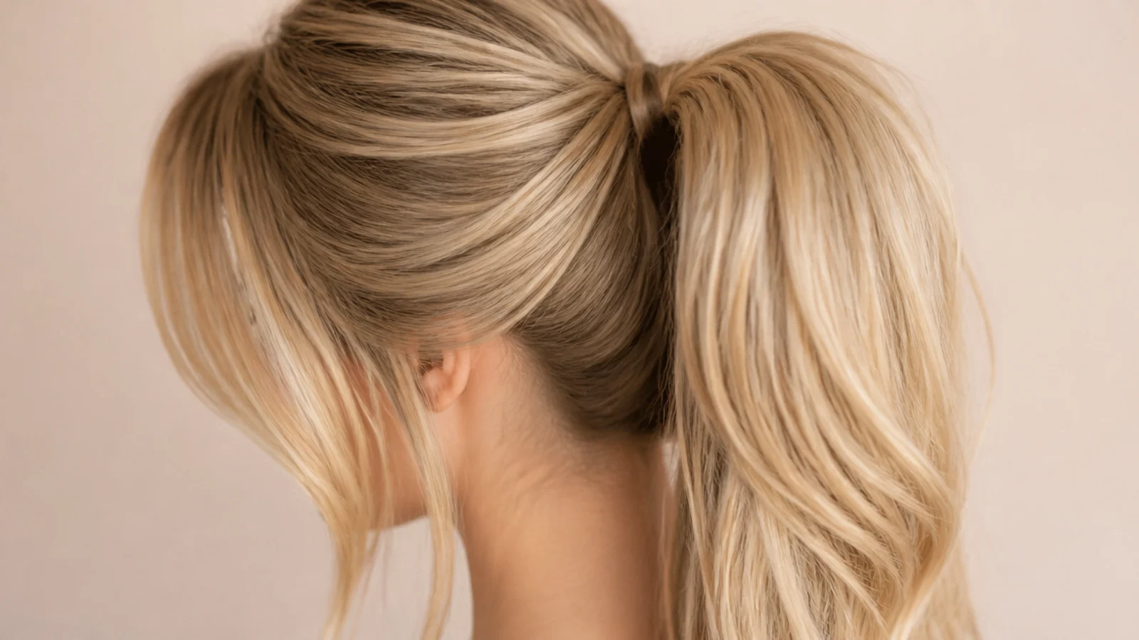 A high ponytail with soft fringe pieces left down at the temples
