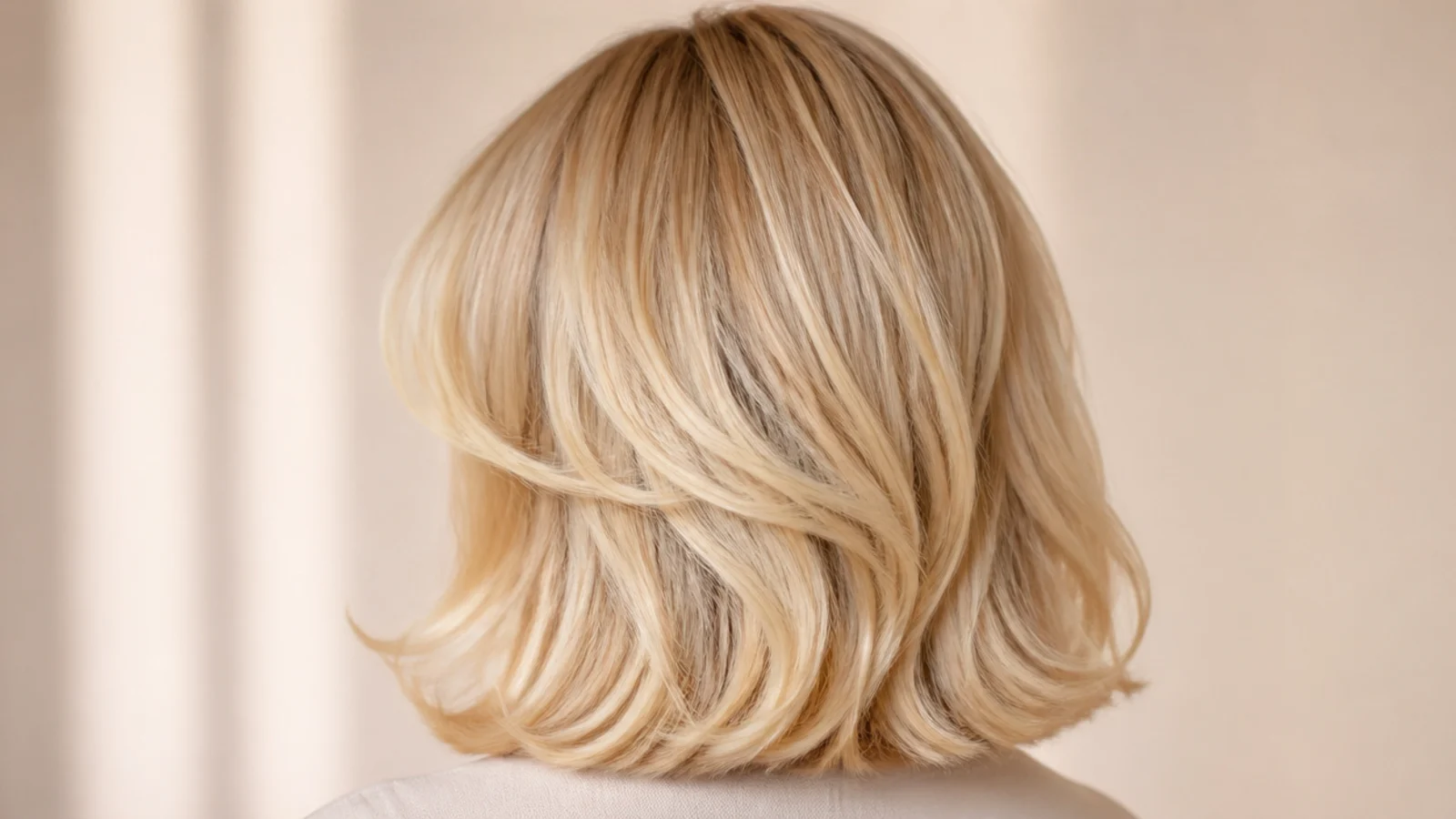 A collarbone length lob with layers moving through the ends