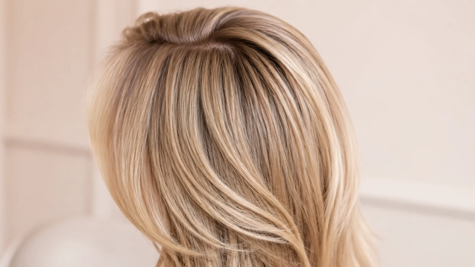 Dry shampoo being worked into the roots of second day hair with fingertips