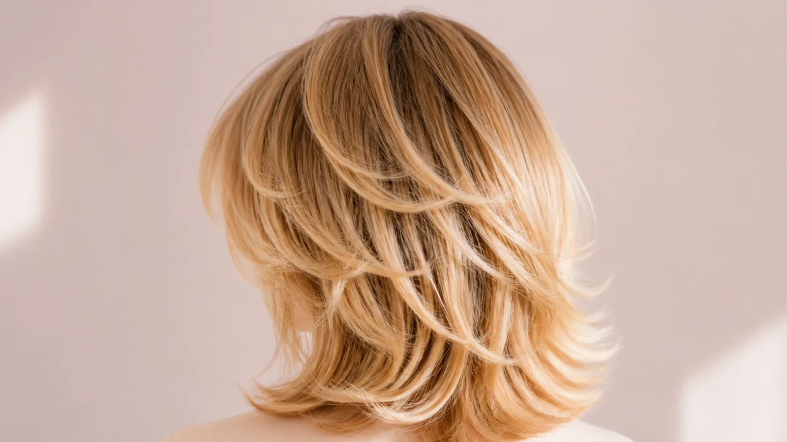 A medium shag with heavy crown layers and a curtain fringe