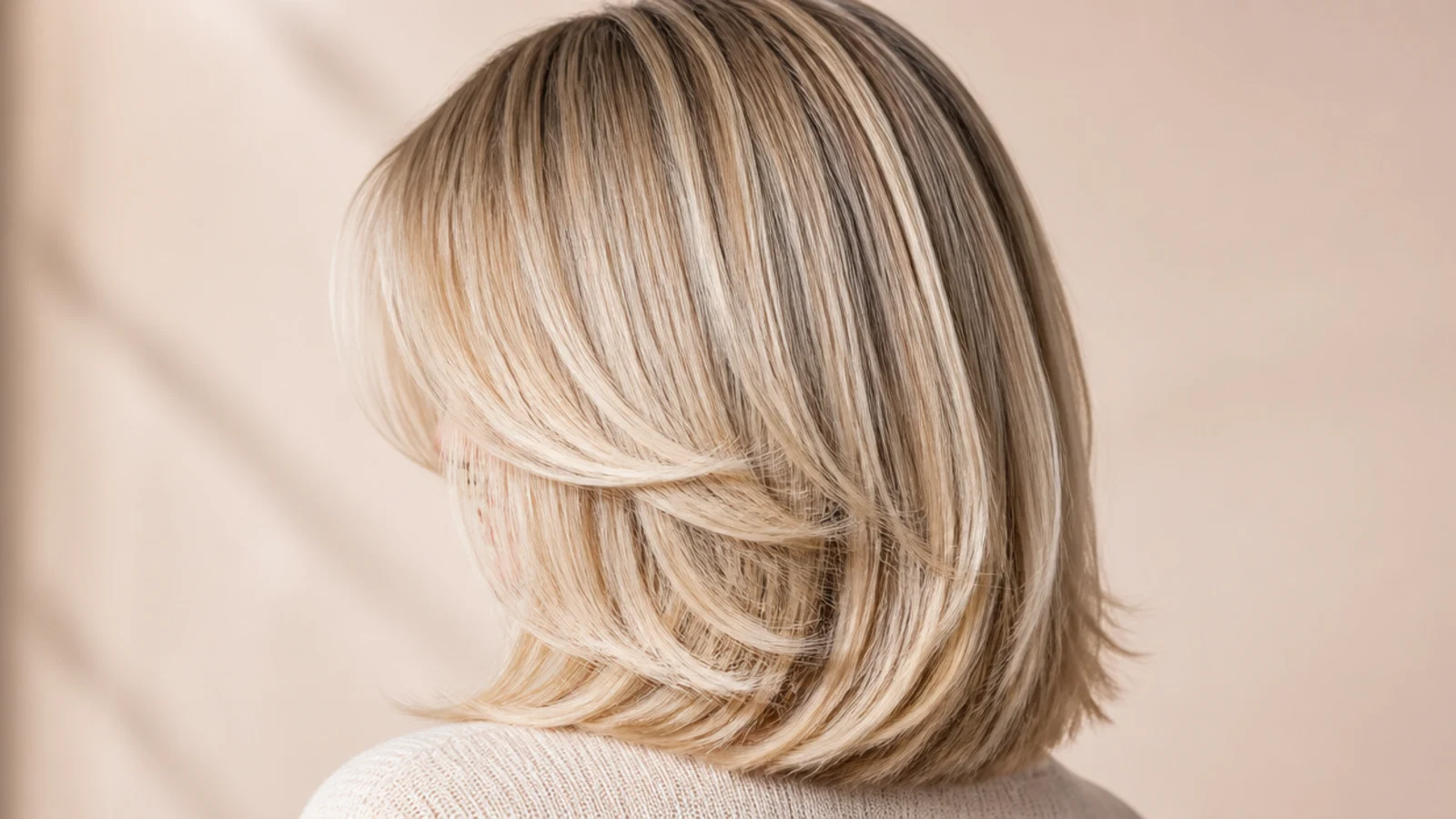 A long bob with a narrow centred fringe flaring at the sides