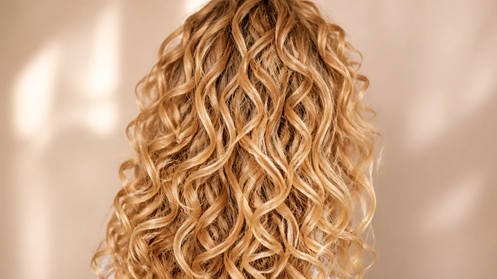 Long curly hair with layers cut to release volume through the mid lengths