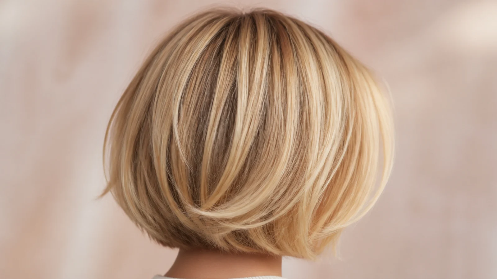 A jaw length layered bob with a short blunt fringe